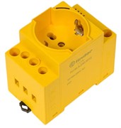 Розетка для электрических шкафов; 16А; 230В AC; Schuko и Bipasso; LED; желтый; панель/DIN-рейка; 45мм