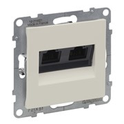 Розетка информационная двойная RJ45 cat. 5E UTP, слоновая кость, Suno