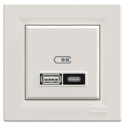 USB розетка тип А+С, кремовый, EPH2700323 Schneider Electric Asfora
