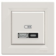 USB розетка тип А+С, 21 Вт, кремовый, EPH2700523 Schneider Electric Asfora