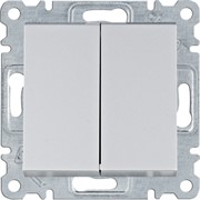 Выключатель проходной двухклавишный, серебристый, Lumina WL0052 Hager