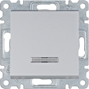 Выключатель одноклавишный с подсветкой, серебристый, Lumina WL0212 Hager