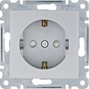 Розетка с заземлением и шторками, серебристый, Lumina WL1062 Hager