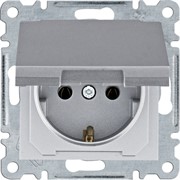 Розетка с заземлением и крышкой, серебристый, Lumina WL1152 Hager