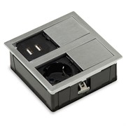 Врезная розетка в стол 220В + USB, нержавеющая сталь, Versahit ASA 060.15F.00009