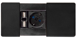 Розетка 220В с USB в столешницу, черный, Versapad ASA 060.08F.00002