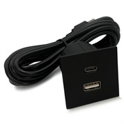 Розетка USB тип А+С в стол и мебель, черный, Versapick ASA 060.29Z.00045