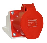 Розетка стационарная 32А 380В, 3Р+PЕ, IP44, 124