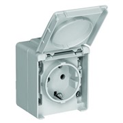 Розетка одинарная с крышкой наружная 2P+Z Schuko Efapel Waterproof 16А/250В, герметичная IP65, серый