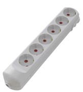 Колодка 6 гнезд с заземлением Белая