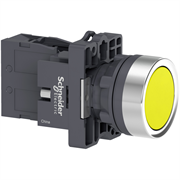 Круглая кнопка, желтая, O22 мм, с фиксацией, 1NO