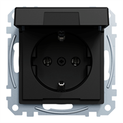 Механизм розетки SCHUKO с крышкой, Merten System M, матовый чёрный