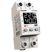 Реле напряжения с контролем тока 40А, белая индикация, VA-40A M2W DigiTop
