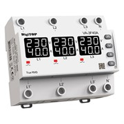 Реле напряжения с контролем тока 40А трехфазное, белая индикация, VA-3F40A M6W DigiTop