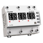 Реле напряжения с контролем тока 63А трехфазное, белая индикация, VA-3F63A M6W DigiTop