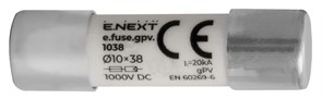 Предохранитель 6A для защиты солнечных панелей и инверторов, 10x38, gPV, 1000VDC, e.fuse.gpv.1038.6