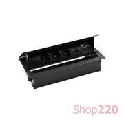 Выдвижной блок розеток в столешницу 3x220В + HDMI + 2xKeystone для RJ45, черный, S487 Simon
