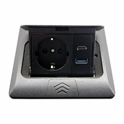 Лючок 220В + USB А+С, черный, IP44, ElectroHouse EH-F011