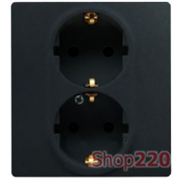 РОЗЕТКА ДВОЙНАЯ С ЗАЗЕМЛЕНИЕМ И С ЗАЩИТНЫМИ ШТОРКАМИ, АНТРАЦИТ, 672633 LEGRAND ETIKA
