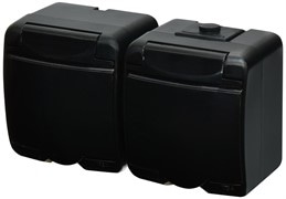 Розетка двойная накладная, черный/черная крышка, IP 54 Hermetics ETI