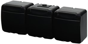 Розетка тройная накладная, черный/черная крышка, IP 54 Hermetics ETI