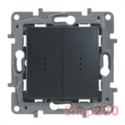 МЕХ. ПЕРЕКЛЮЧАТЕЛЯ 2-Х КЛАВИШНЫЙ С ПОДСВЕТКОЙ, АНТРАЦИТ, 672616 LEGRAND ETIKA