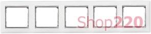 Рамка 5 постов, белый/серебряный штрих 770495 Legrand Valena