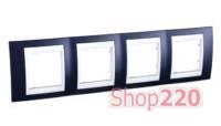 Рамка 4 поста, индиго, Unica MGU6.008.842 Schneider