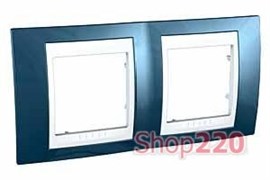 Рамка 2 поста, голубой лёд, Unica MGU6.004.854 Schneider