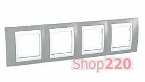 Рамка 4 поста, серый, Unica MGU6.008.865 Schneider