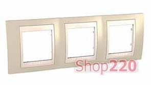 Рамка 3 поста, песочный, Unica MGU6.006.567 Schneider