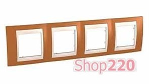 Рамка 4 поста, оранжевый, Unica MGU6.008.569 Schneider