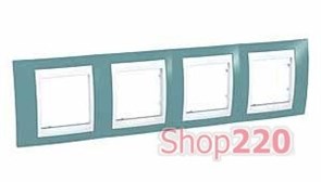 Рамка 4 поста, синий, Unica MGU6.008.873 Schneider