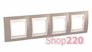 Рамка 4 поста, коричневый, Unica MGU6.008.574 Schneider