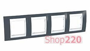 Рамка 4 поста, серо-зеленый, Unica MGU6.008.877 Schneider