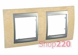 Рамка 2 поста, бук, Unica MGU66.004.0M1 Schneider
