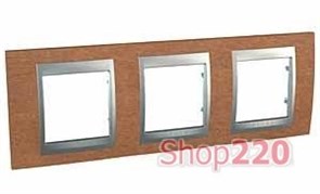 Рамка 3 поста, черешня, Unica MGU66.006.0M2 Schneider