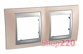 Рамка 2 поста, оникс медный, Unica MGU66.004.096 Schneider