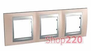 Рамка 3 поста, оникс медный, Unica MGU66.006.096 Schneider