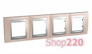 Рамка 4 поста, оникс медный, Unica MGU66.008.096 Schneider