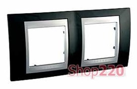 Рамка 2 поста, черный родий, Unica MGU66.004.093 Schneider