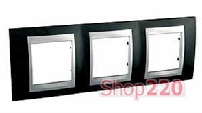 Рамка 3 поста, черный родий, Unica MGU66.006.093 Schneider