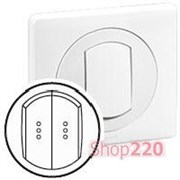 Накладка 2-кл. выключателя с подсветкой IP44, белая, 67804 Legrand