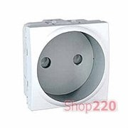 Розетка без заземления с защитными шторками, 2 модуля, белый, Unica MGU3.033.18 Schneider
