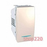 Выключатель с подсветкой, 1 модуль, слоновая кость, Unica MGU3.101.25N Schneider