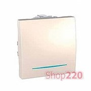 Выключатель с подсветкой, 2 модуля, слоновая кость, Unica MGU3.201.25N Schneider