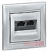 Механизм розетки телефонной RJ11, двойная, алюминий, Legrand 770139 Valena