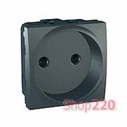 Розетка без заземления с защитными шторками, 2 модуля, черный, Unica Top MGU3.033.12 Schneider