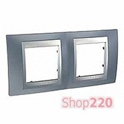 Рамка 2 поста, металлик, Unica MGU66.004.097 Schneider