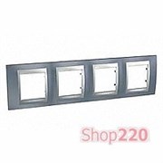 Рамка 4 поста, металлик, Unica MGU66.008.097 Schneider